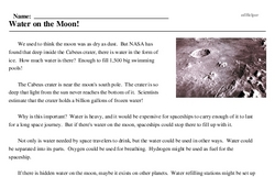 Print <i>Water on the Moon!</i> reading comprehension.