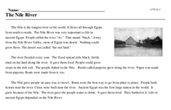 Print <i>The Nile River</i> reading comprehension.