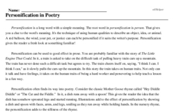 Print <i>Personification in Poetry</i> reading comprehension.