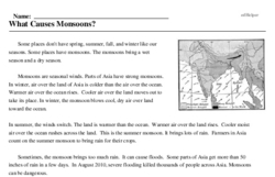 Print <i>What Causes Monsoons?</i> reading comprehension.