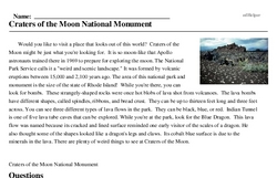 Print <i>Craters of the Moon National Monument</i> reading comprehension.