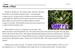 Print <i>Thank a Plant</i> reading comprehension.