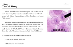 The Cell Theory - Reading Comprehension Worksheet | edHelper