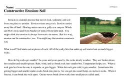 Print <i>Constructive Erosion: Soil</i> reading comprehension.