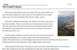 Print <i>The Grand Canyon</i> reading comprehension.