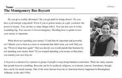 Print <i>The Montgomery Bus Boycott</i> reading comprehension.