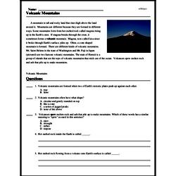 Print <i>Volcanic Mountains</i> reading comprehension.