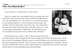 Print <i>Who Was Helen Keller?</i> reading comprehension.