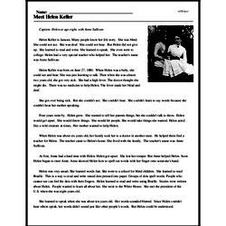 Print <i>Meet Helen Keller</i> reading comprehension.