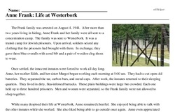 Print <i>Anne Frank: Life at Westerbork</i> reading comprehension.