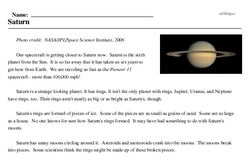 Print <i>Saturn</i> reading comprehension.