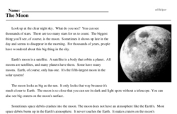 Print <i>The Moon</i> reading comprehension.