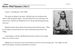 Print <i>Horse-Thief Summer, Part 2</i> reading comprehension.