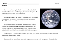 Print <i>Earth</i> reading comprehension.