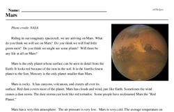 Print <i>Mars</i> reading comprehension.