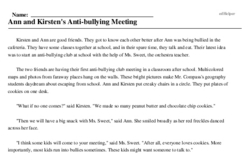 Print <i>Ann and Kirsten's Anti-bullying Meeting</i> reading comprehension.