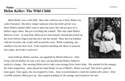 Print <i>Helen Keller: The Wild Child</i> reading comprehension.