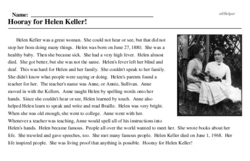 Print <i>Hooray for Helen Keller!</i> reading comprehension.