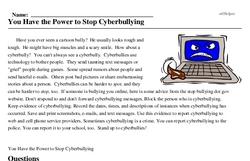 Print <i>You Have the Power to Stop Cyberbullying</i> reading comprehension.