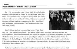 Print <i>Pearl Harbor: Before the Mayhem</i> reading comprehension.