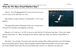 Print <i>Why Do We Have Pearl Harbor Day?</i> reading comprehension.
