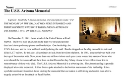 Print <i>The U.S.S. <i>Arizona</i> Memorial</i> reading comprehension.