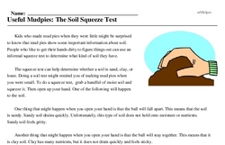 Print <i>Useful Mudpies: The Soil Squeeze Test</i> reading comprehension.