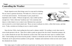 Print <i>Controlling the Weather</i> reading comprehension.