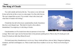 Print <i>The King of Clouds</i> reading comprehension.