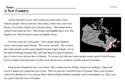 A New Country - Reading Comprehension Worksheet | edHelper