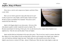 Print <i>Jupiter, King of Planets</i> reading comprehension.