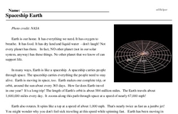 Print <i>Spaceship Earth</i> reading comprehension.