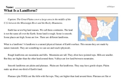 Print <i>What Is a Landform?</i> reading comprehension.
