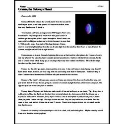 Print <i>Uranus, the Sideways Planet</i> reading comprehension.