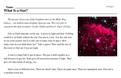 Print <i>What Is a Star?</i> reading comprehension.