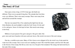 Print <i>The Story of Coal</i> reading comprehension.