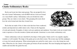 Print <i>Clastic Sedimentary Rocks</i> reading comprehension.