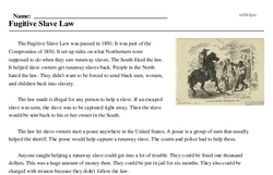 Print <i>Fugitive Slave Law</i> reading comprehension.