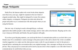 Print <i>Skype Netiquette</i> reading comprehension.