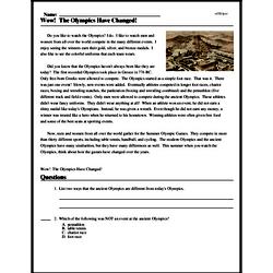 Wow! The Olympics Have Changed! - Reading Comprehension Worksheet ...