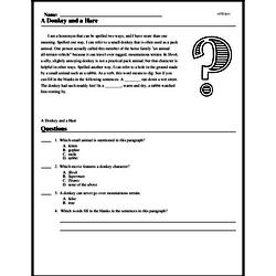 A Donkey and a Hare - Reading Comprehension Worksheet | edHelper
