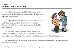 Print <i>How to Deal With a Bully</i> reading comprehension.