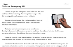Print <i>Make an Emergency Aid</i> reading comprehension.