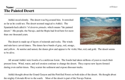 Print <i>The Painted Desert</i> reading comprehension.
