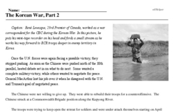 Print <i>The Korean War, Part 2</i> reading comprehension.