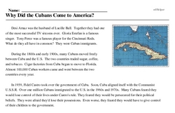 Print <i>Why Did the Cubans Come to America?</i> reading comprehension.