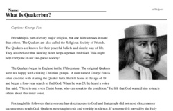 Print <i>What Is Quakerism?</i> reading comprehension.