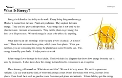 Print <i>What Is Energy?</i> reading comprehension.