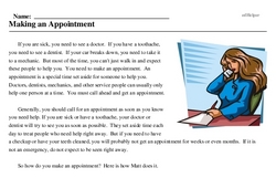 Print <i>Making an Appointment</i> reading comprehension.