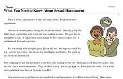 Print <i>What You Need to Know About Sexual Harassment</i> reading comprehension.